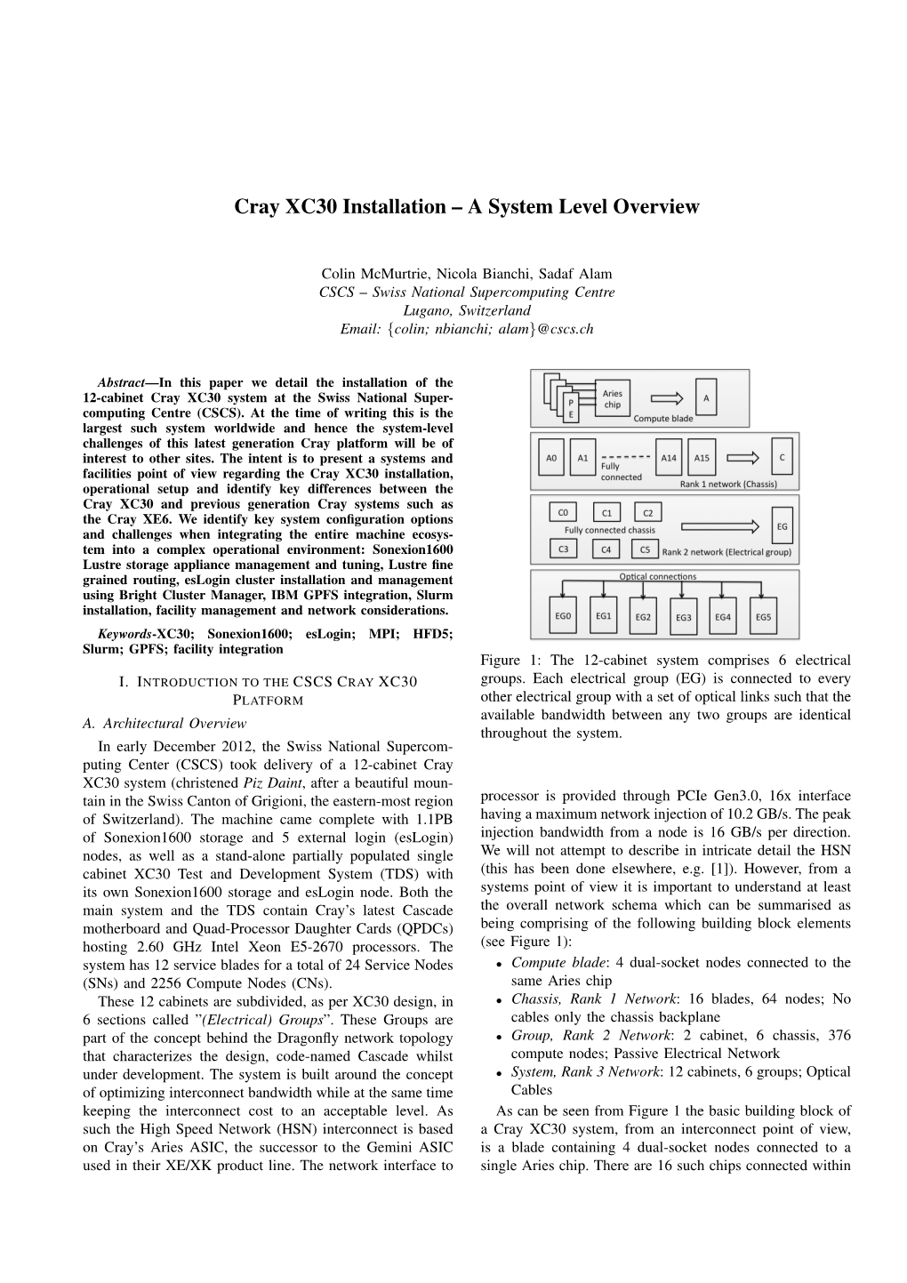 Cray XC30 Installation – a System Level Overview