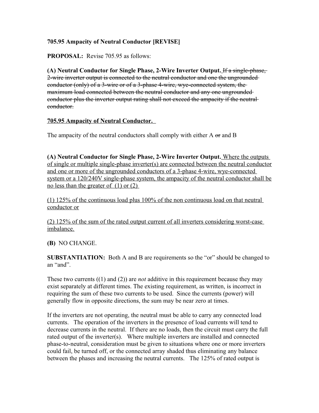 705.95 Ampacity of Neutral Conductor REVISE