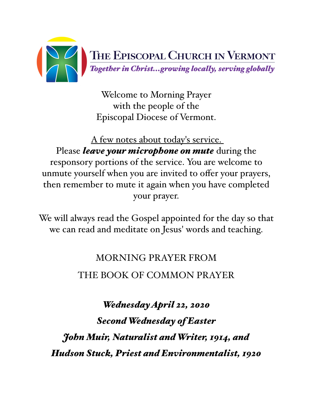 Morning Prayer Wednesday April 22