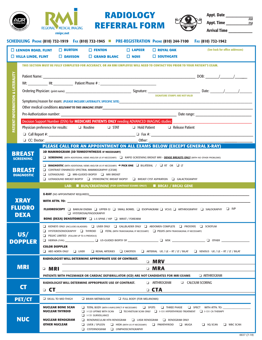 Radiology Referral Form