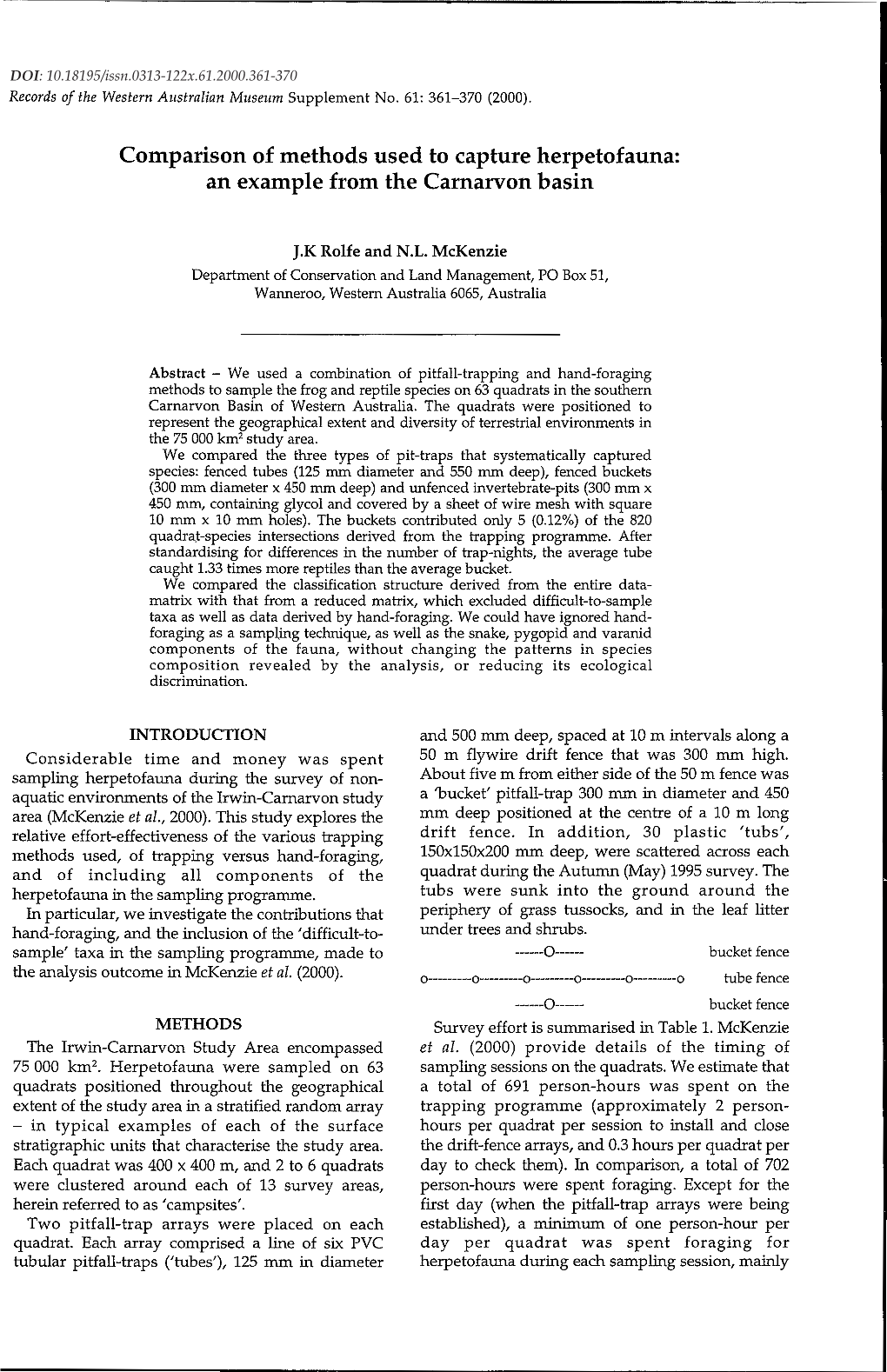 Comparison of Methods Used to Capture Herpetofauna: an Example from the Carnarvon Basin