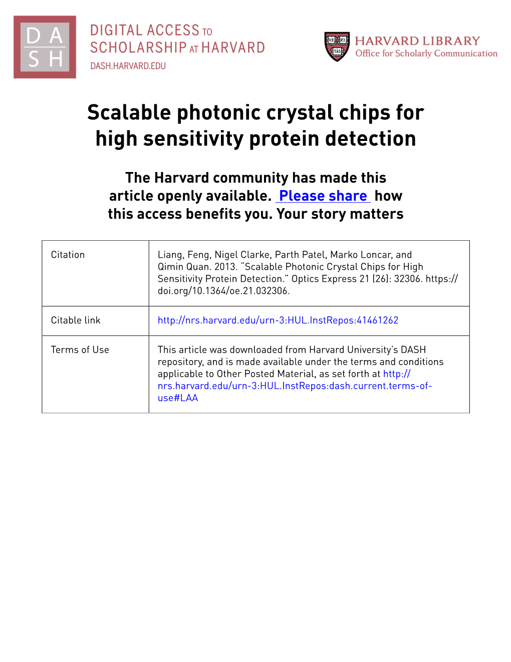 Scalable Photonic Crystal Chips for High Sensitivity Protein Detection