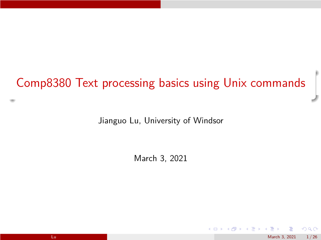 Comp8380 Text Processing Basics Using Unix Commands