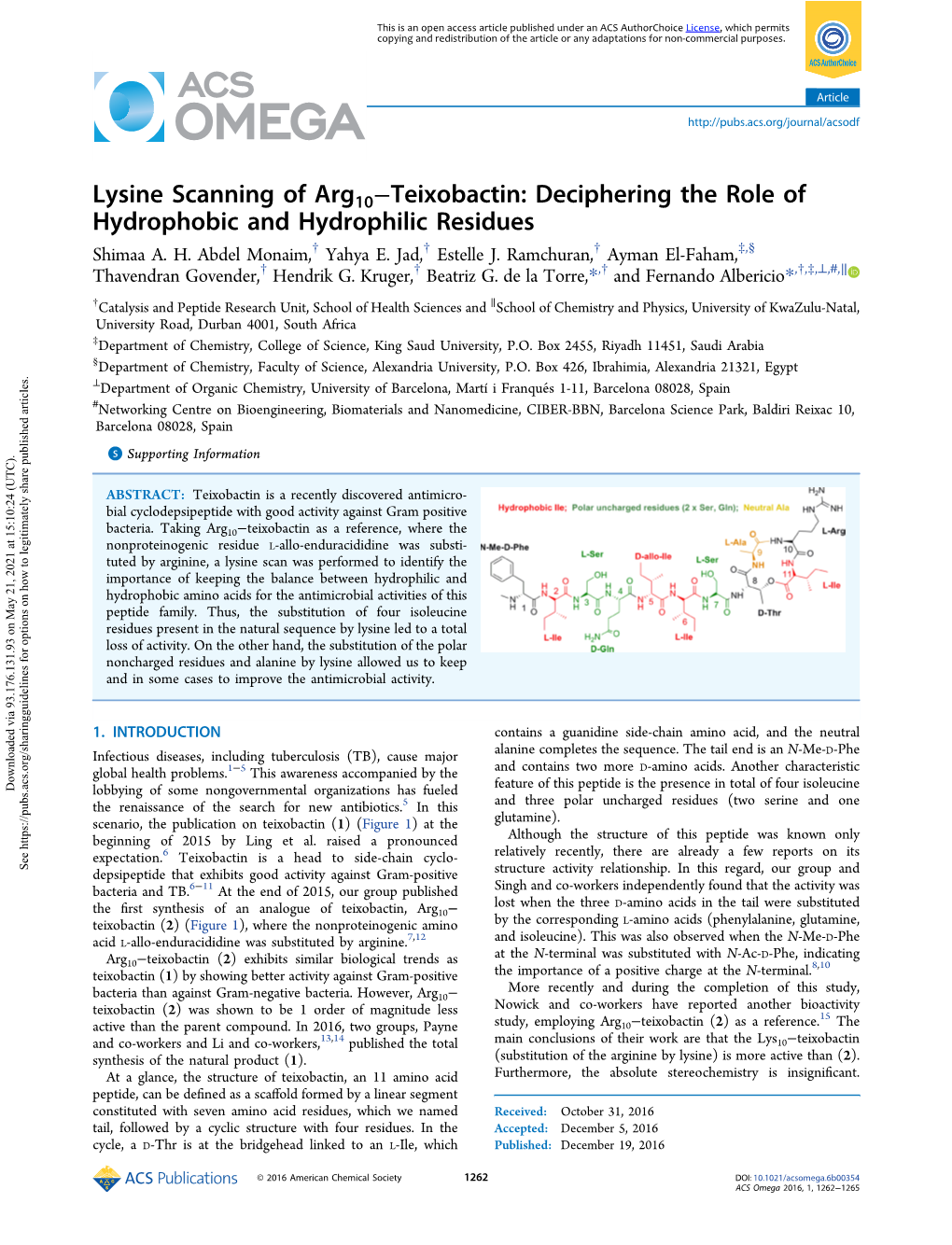 Lysine Scanning of Arg10−Teixobactin