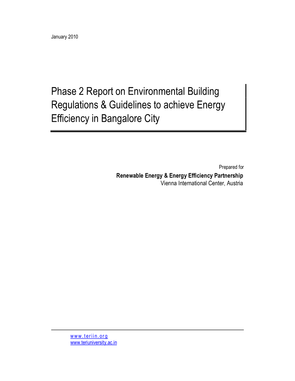 Phase 2 Report on Environmental Building Regulations & Guidelines