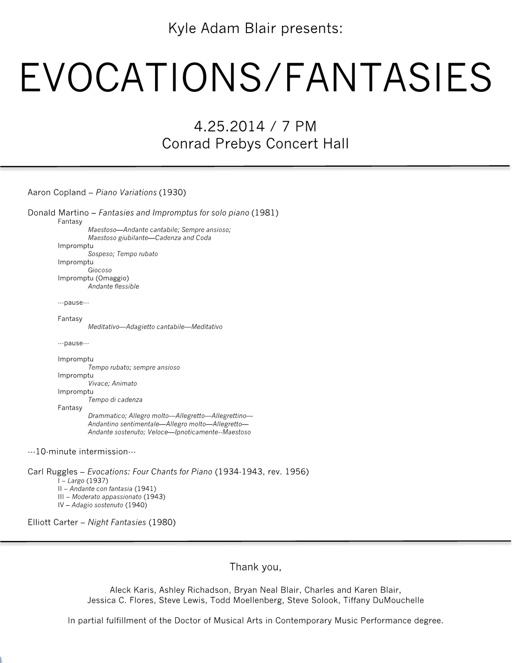 Evocations/Fantasies