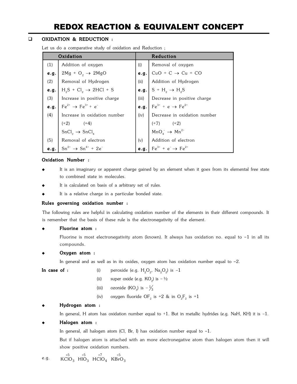 Redox Reaction & Equivalent Concept