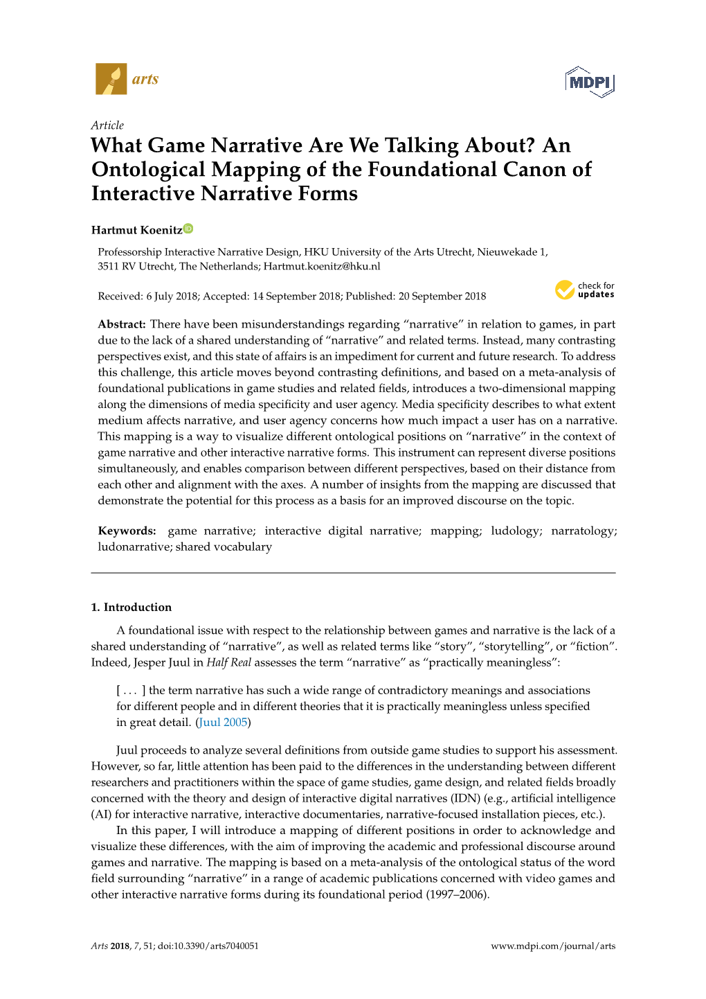 What Game Narrative Are We Talking About? an Ontological Mapping of the Foundational Canon of Interactive Narrative Forms