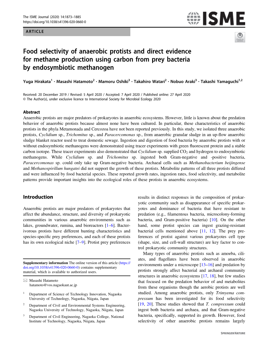 Food Selectivity of Anaerobic Protists and Direct Evidence for Methane Production Using Carbon from Prey Bacteria by Endosymbiotic Methanogen