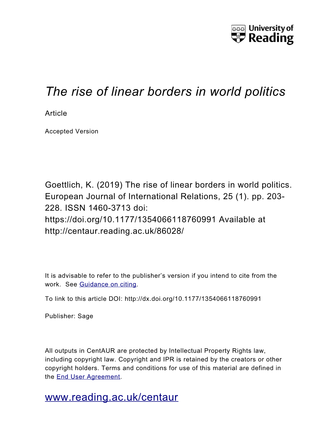 The Rise of Linear Borders in World Politics