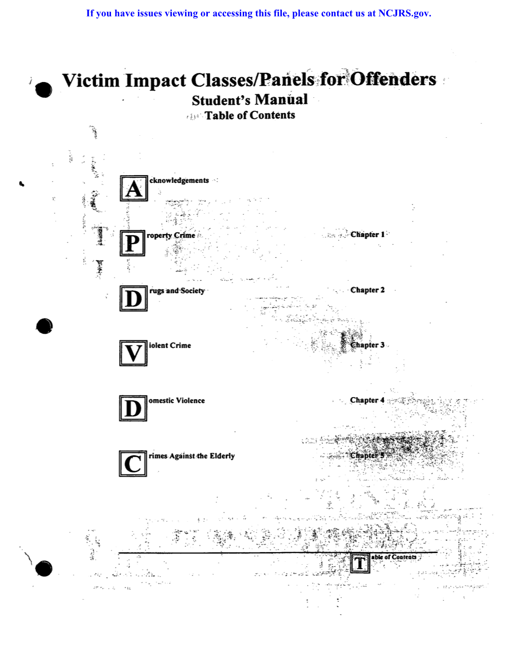 Victim Imp a Ct Classes/Pa Nels.Ifo~Ioffenders Student's Manlial