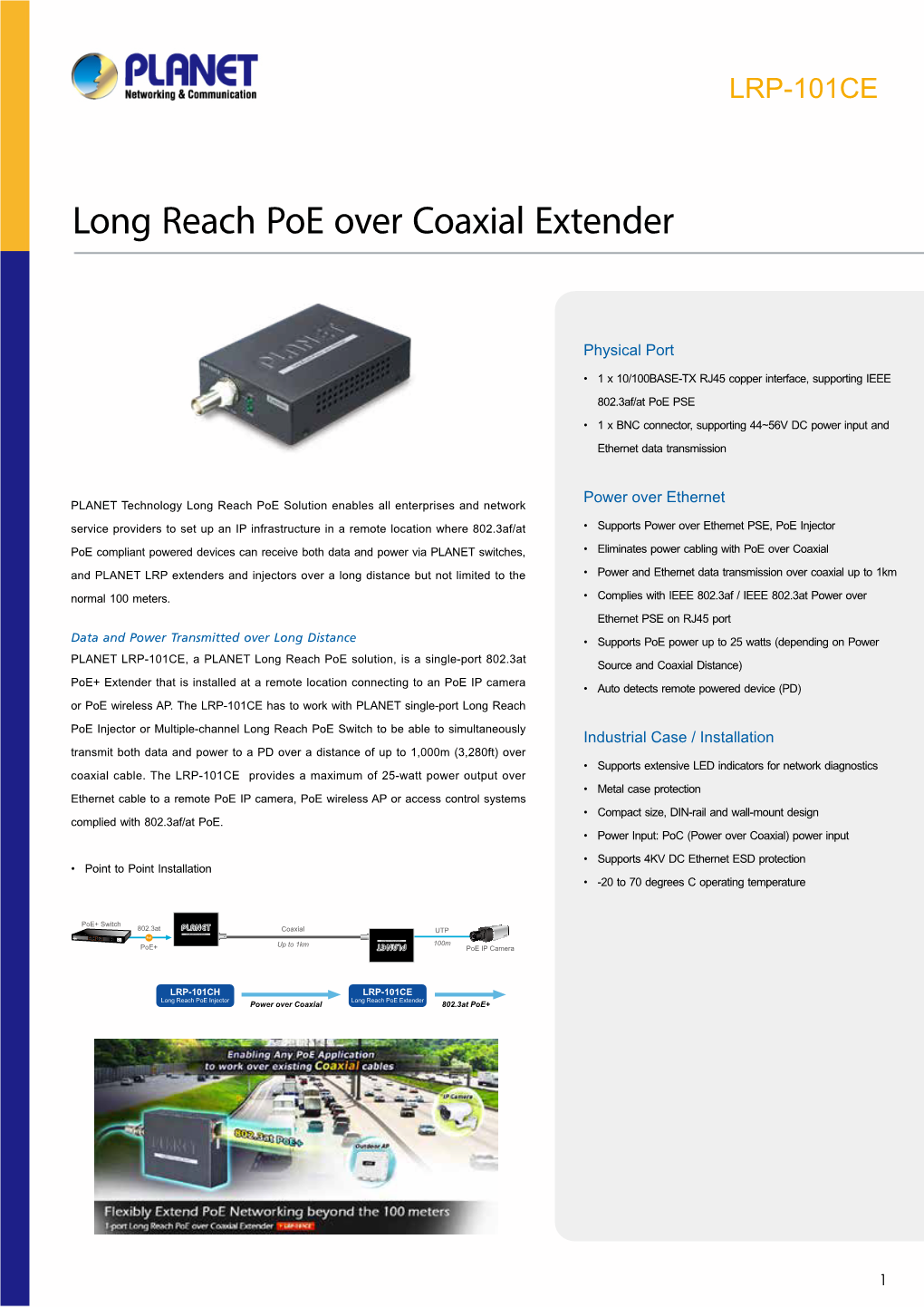 Long Reach Poe Over Coaxial Extender