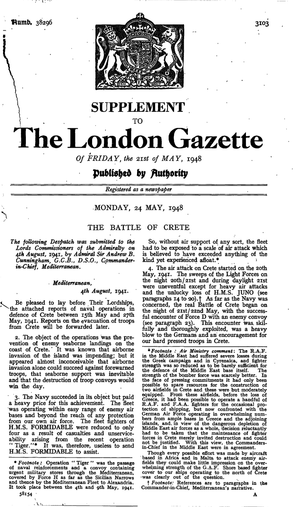 The London Gazette of FRIDAY, the 2Ist of MAY, 1948 By