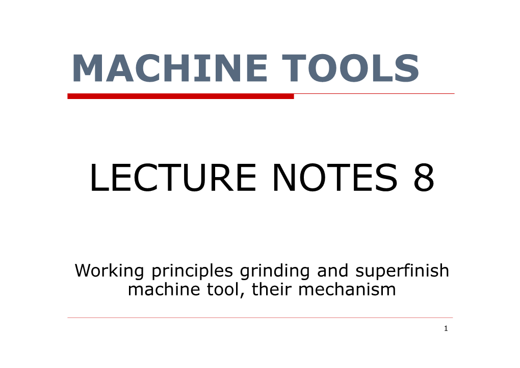 Machine Tools Lecture Notes 8