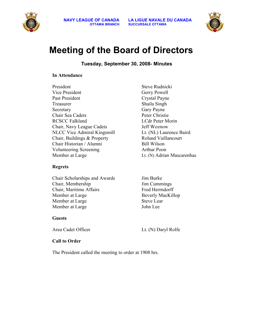 Meeting of the Board of Directors Ottawa Branch s1