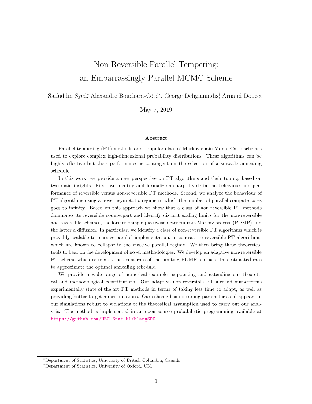 Non-Reversible Parallel Tempering: an Embarrassingly Parallel MCMC Scheme