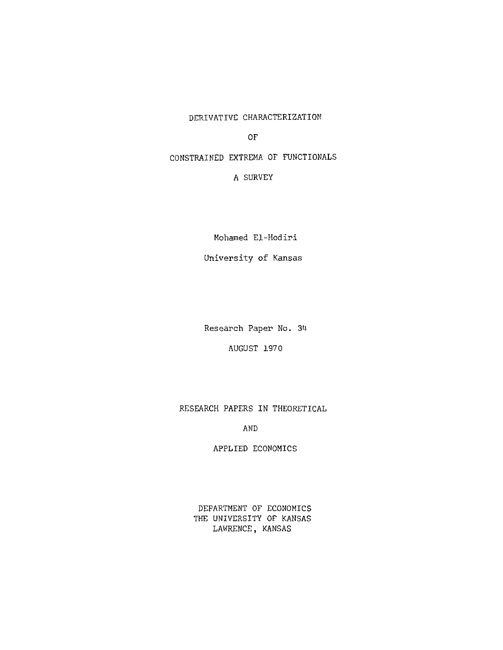 Derivative Characterization of Constrained Extrema of Functionals