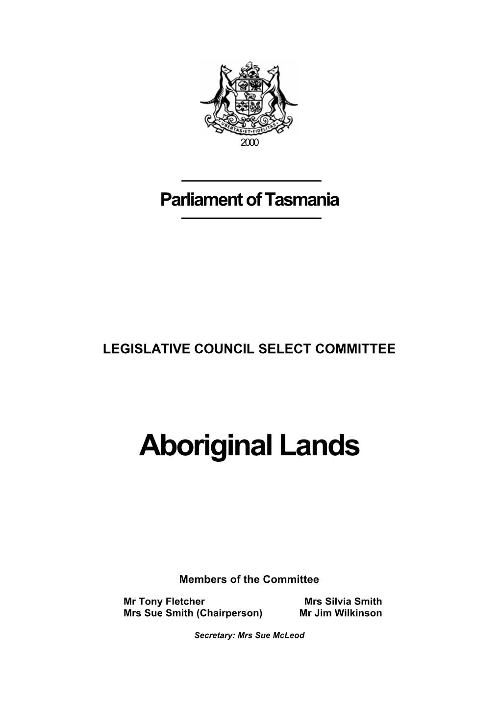 Legislative Council Select Committee on Aboriginal Lands, 27 January 2000, P