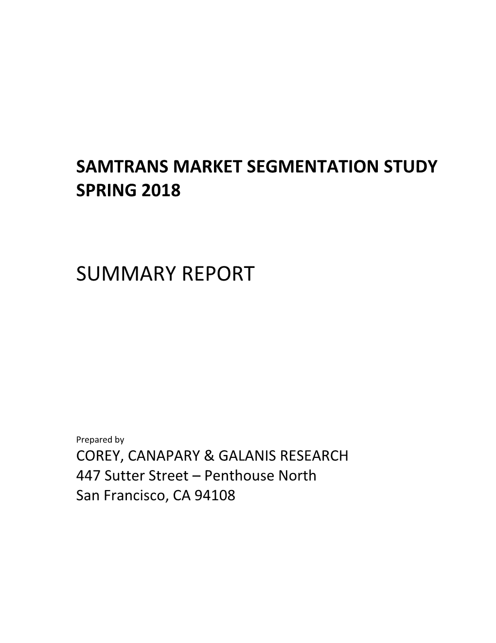 Samtrans Market Segmentation Study Report
