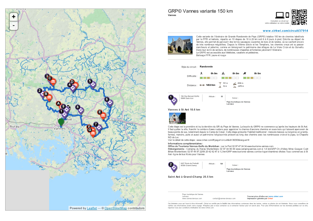 GRP© Vannes Variante 150 Km + Vannes Consultez Ce Circuit Sur - Votre Ordinateur Ou Votre Mobile