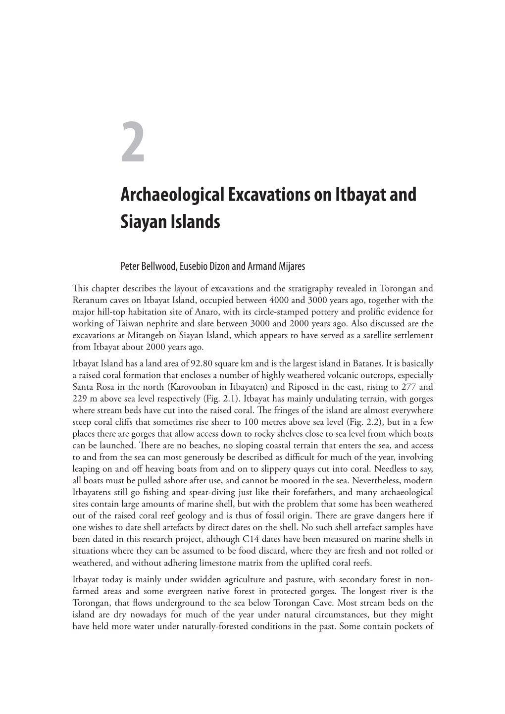 Archaeological Excavations on Itbayat and Siayan Islands