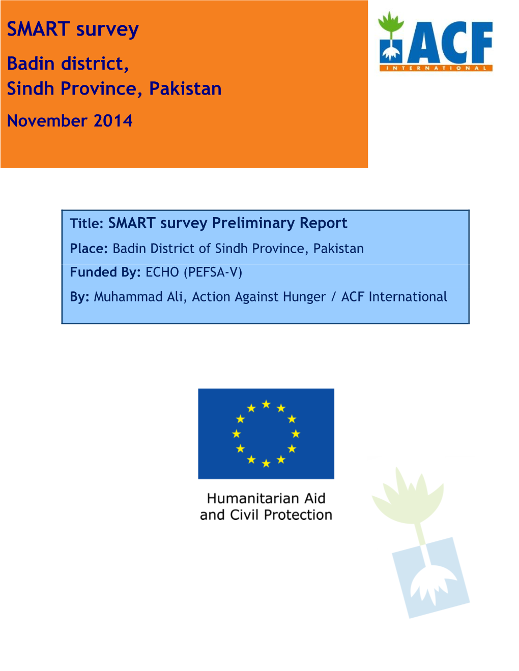 A Proposal to Conduct Standard Nutrition and IYCF KAP Survey in Kohat District of KP Province Pakistan