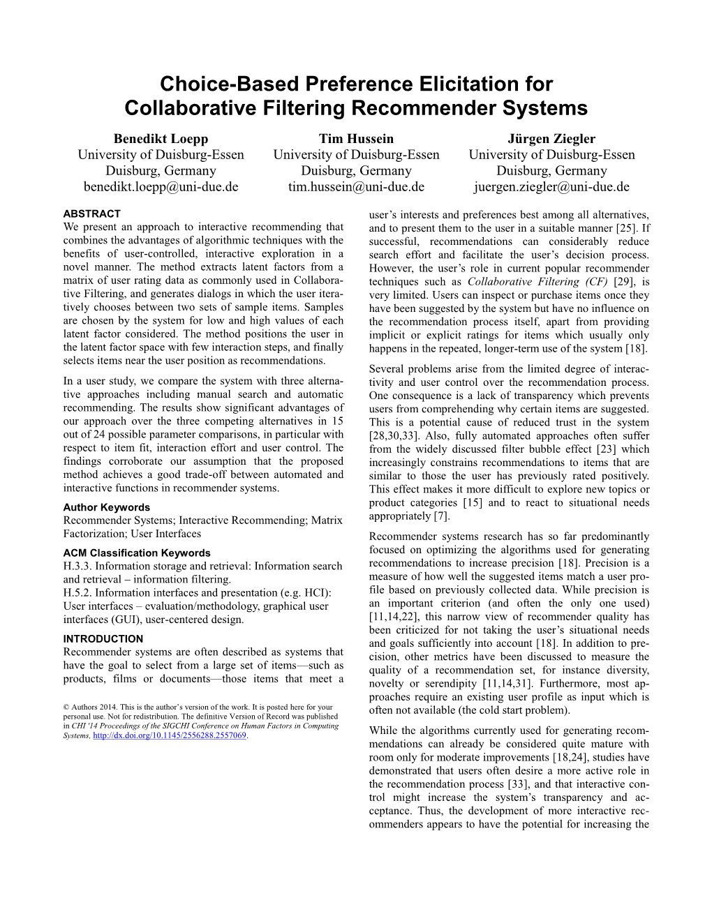 Choice-Based Preference Elicitation for Collaborative Filtering