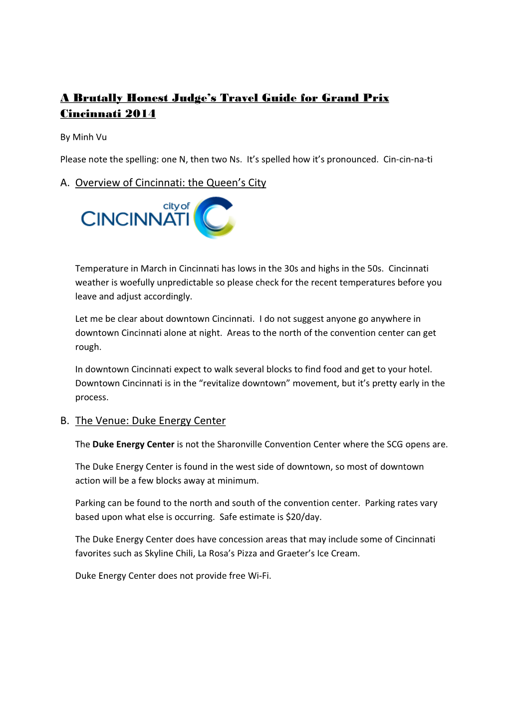 GP Cincinnati 2014 Travel Guide
