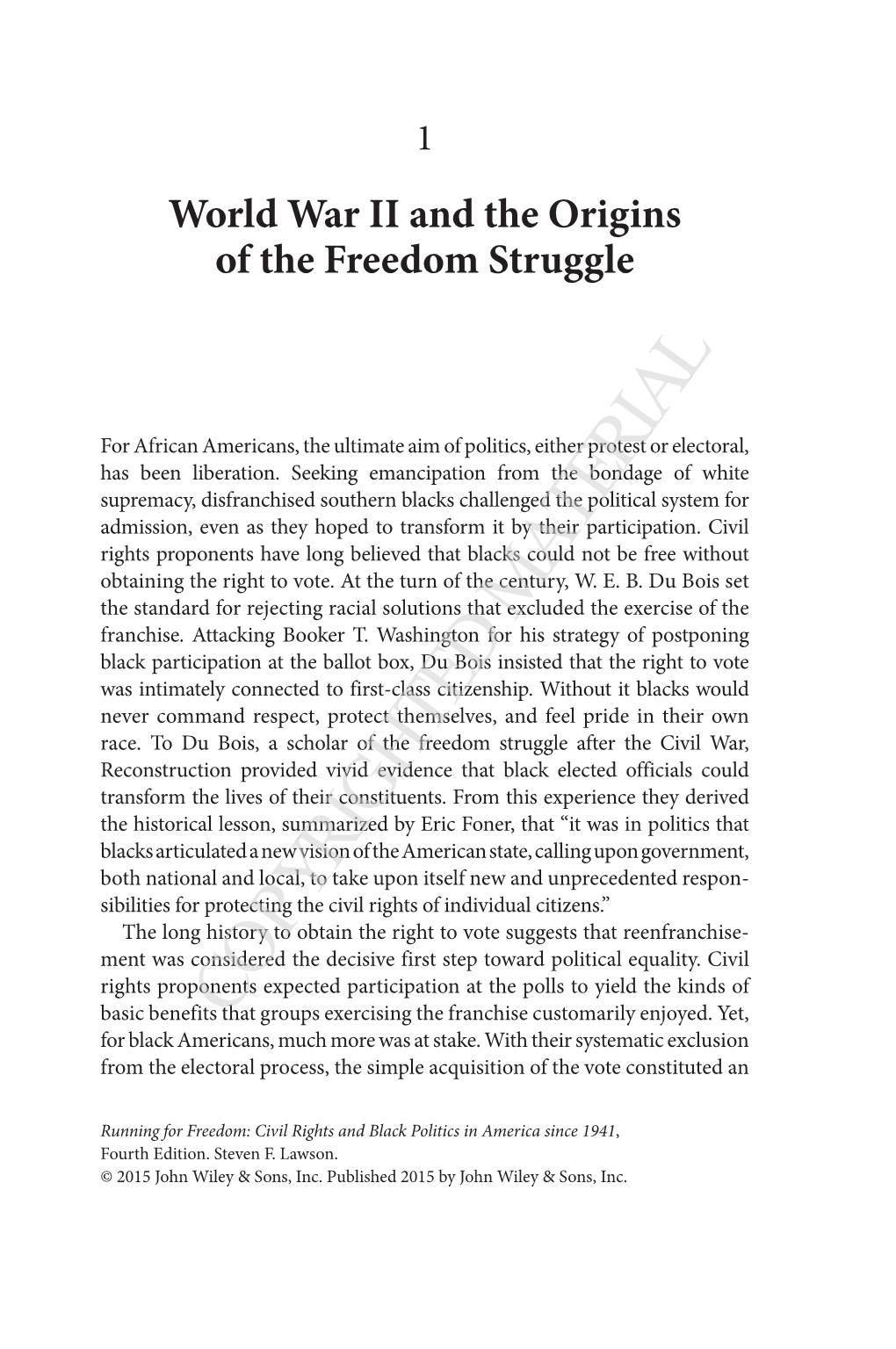 World War II and the Origins of the Freedom Struggle