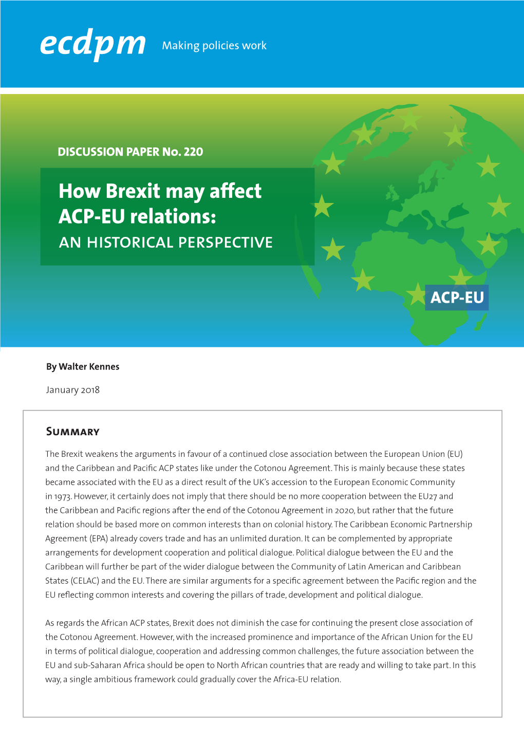 How Brexit May Affect ACP-EU Relations: an Historical Perspective