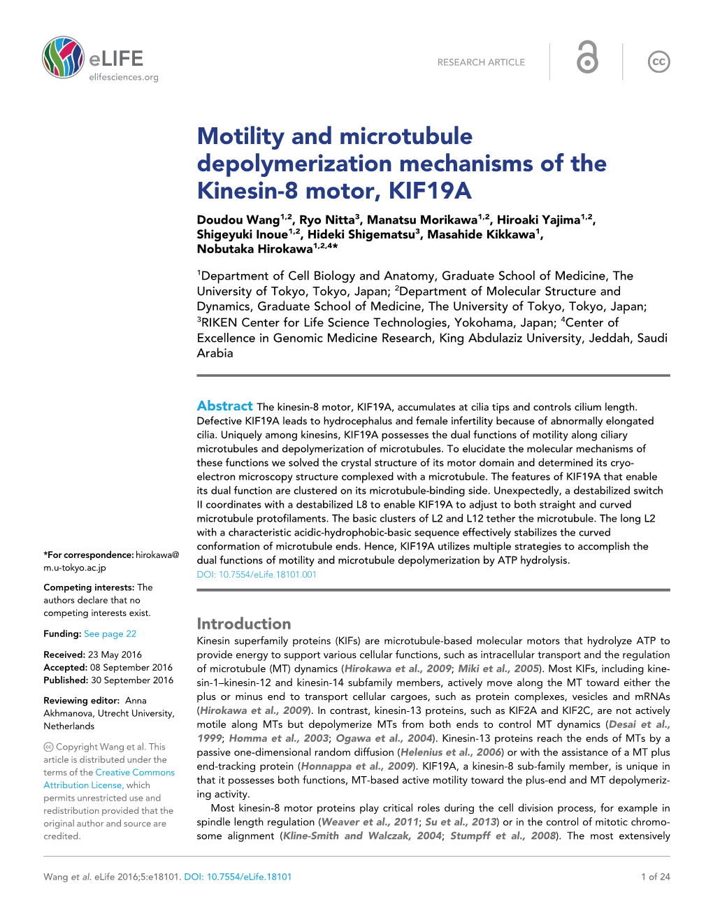 Motility and Microtubule Depolymerization Mechanisms Of