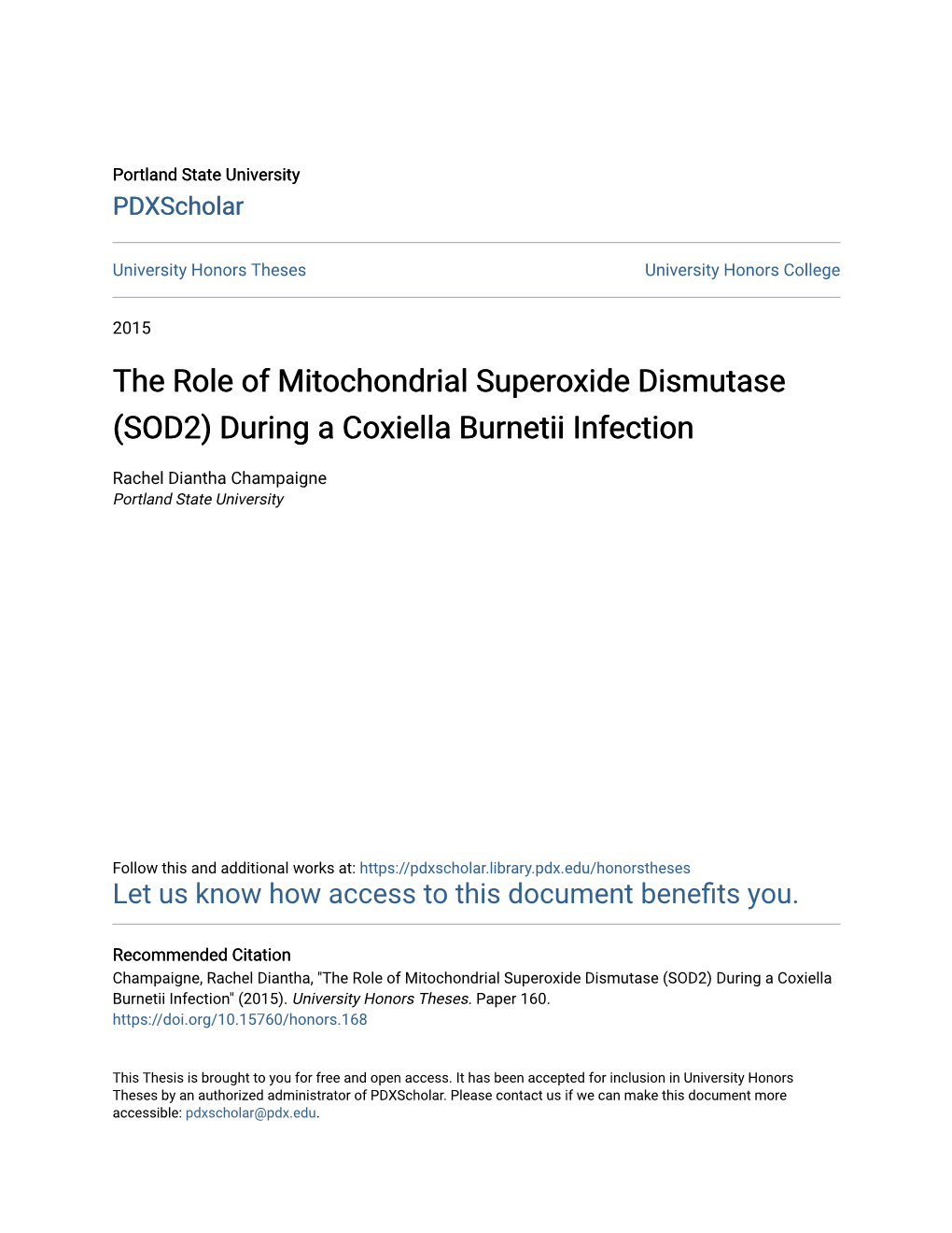 SOD2) During a Coxiella Burnetii Infection