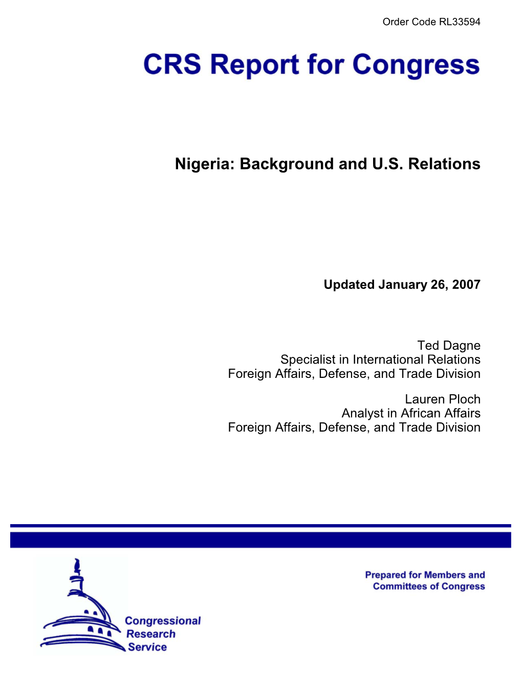 Nigeria: Background and U.S. Relations