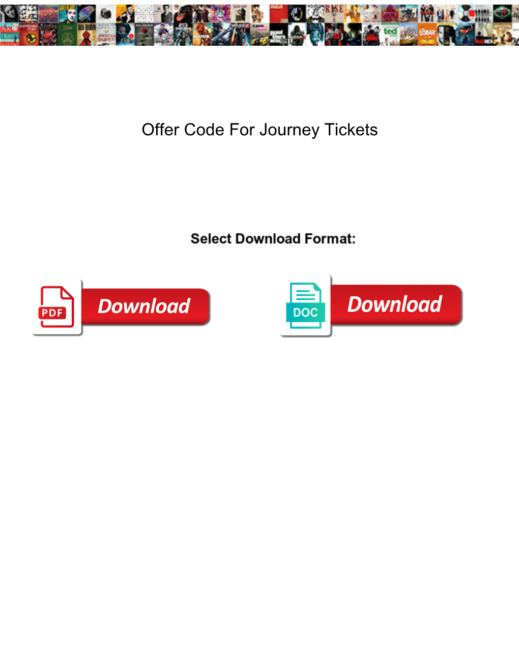 Offer Code for Journey Tickets