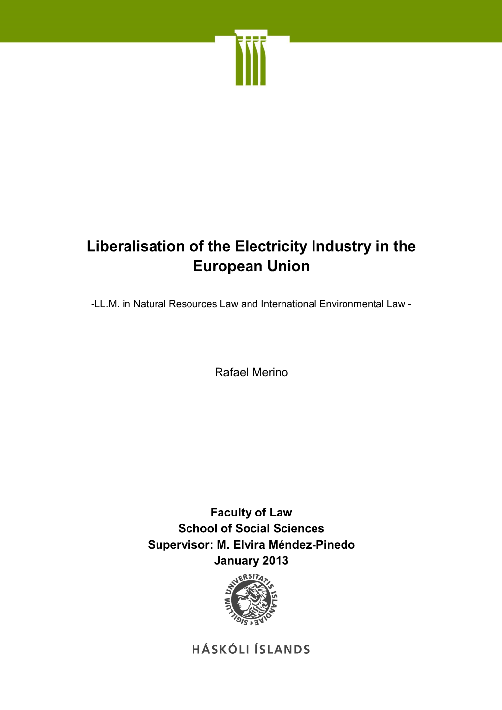Liberalisation of the Electricity Industry in the European Union