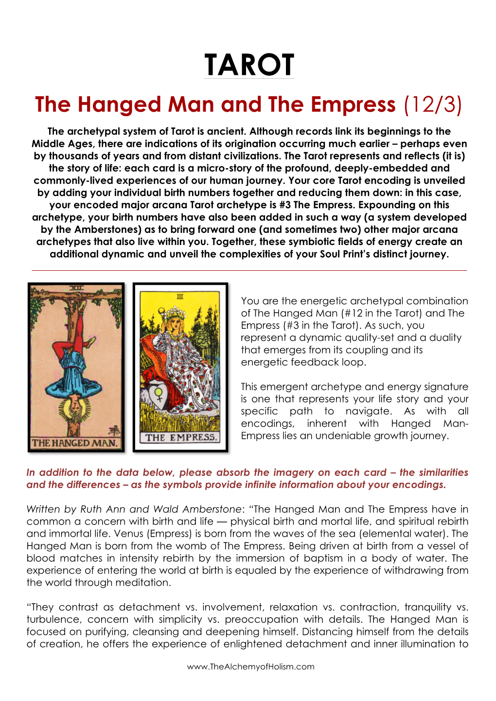 The Hanged Man and the Empress (12/3)