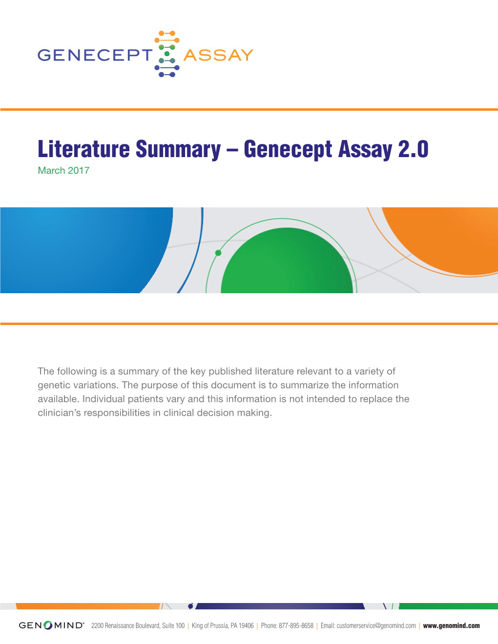 Literature Summary – Genecept Assay 2.0 March 2017