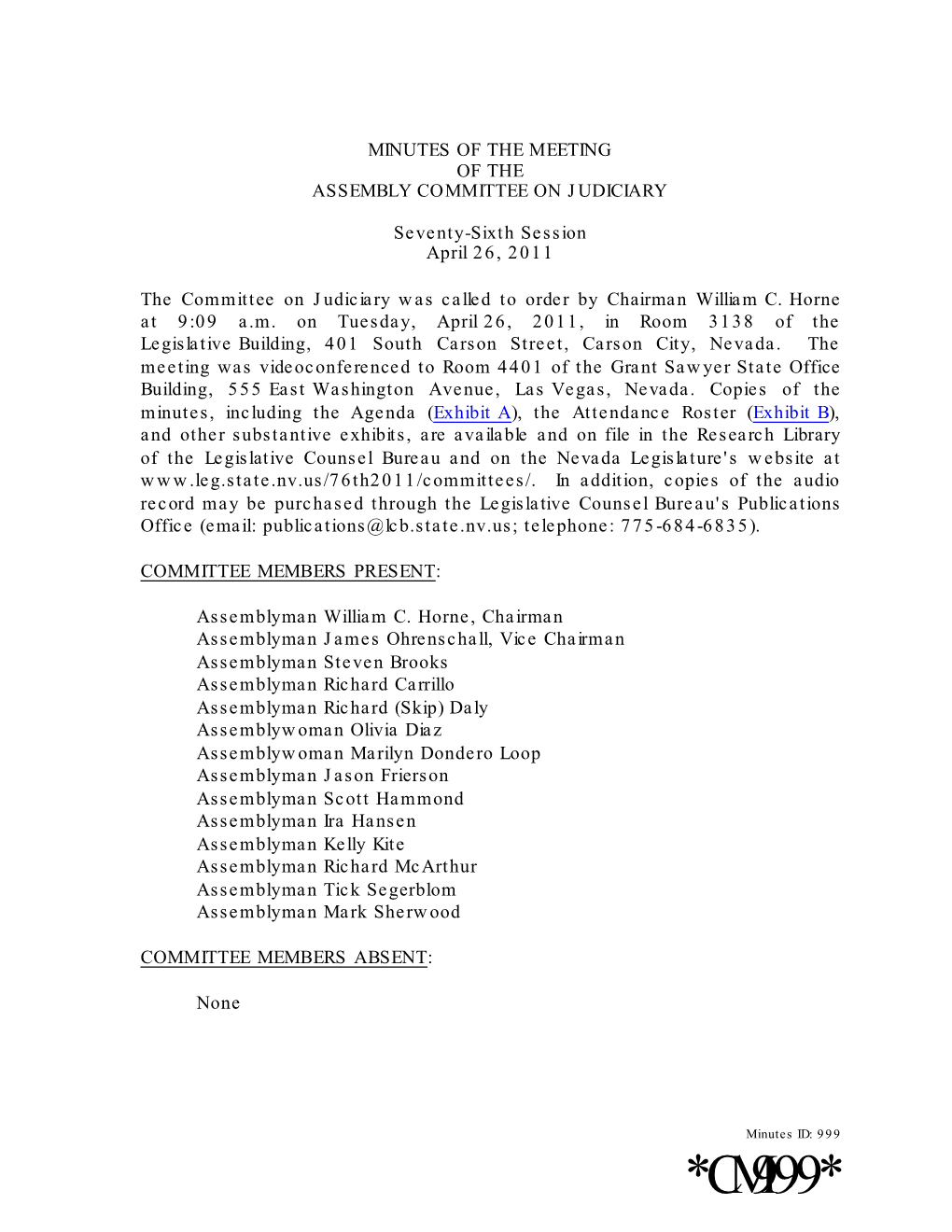 CM999* Assembly Committee on Judiciary April 26, 2011 Page 2