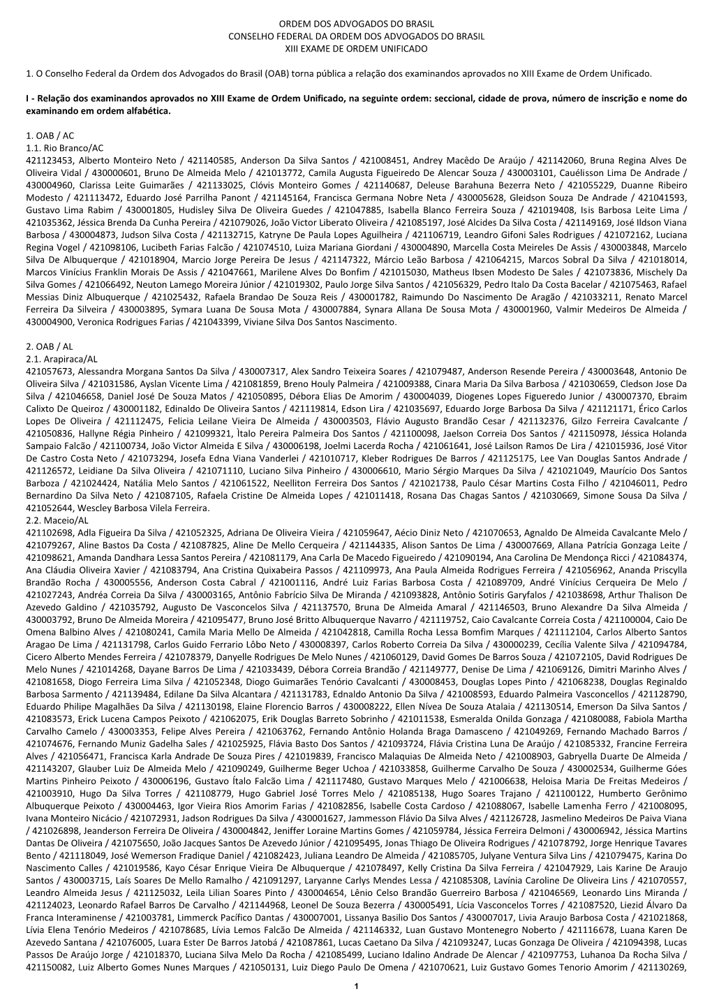 Ordem Dos Advogados Do Brasil Conselho Federal Da Ordem Dos Advogados Do Brasil Xiii Exame De Ordem Unificado