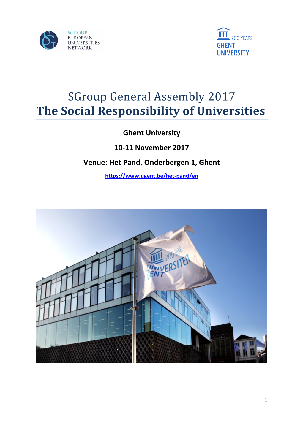 Sgroup General Assembly 2017 the Social Responsibility of Universities