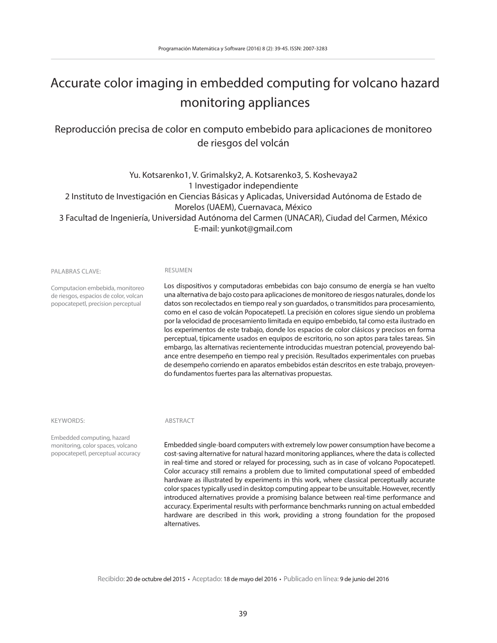 Accurate Color Imaging in Embedded Computing for Volcano Hazard Monitoring Appliances