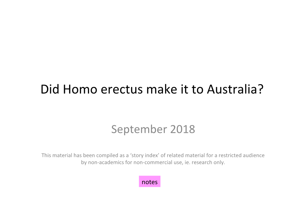 Did Homo Erectus Make It to Australia?