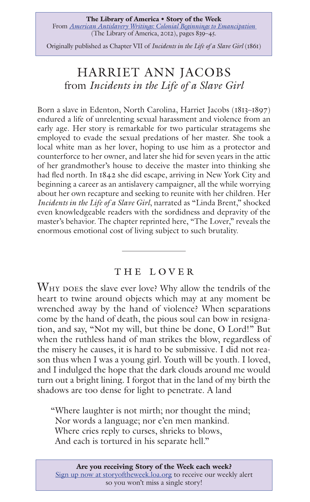 Harriet Ann Jacobs the Lover