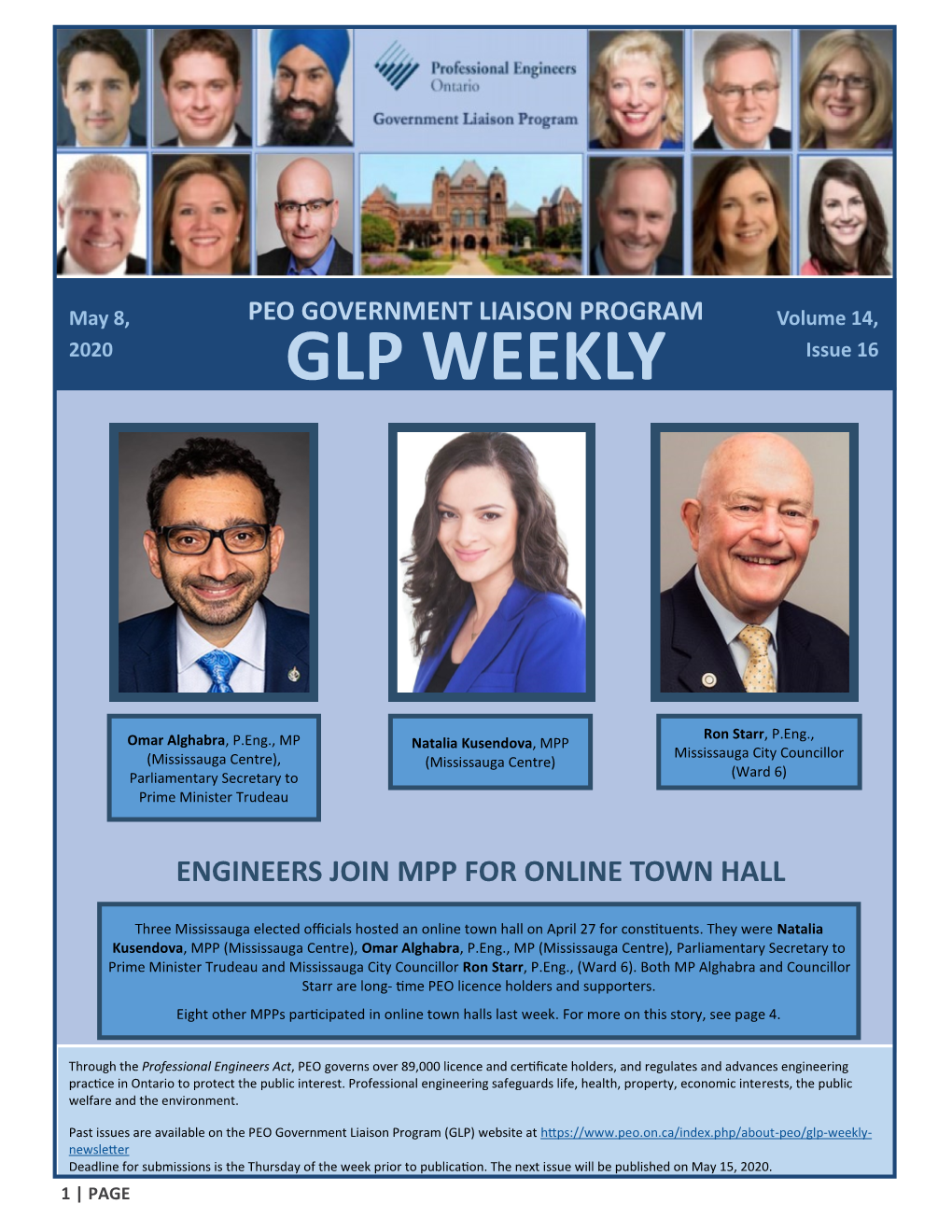 PEO GOVERNMENT LIAISON PROGRAM Volume 14, 2020 GLP WEEKLY Issue 16