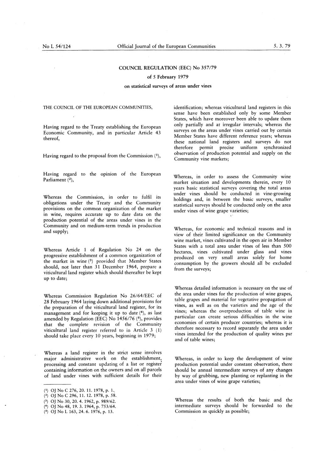 28 February 1964 Laying Down Additional Provisions for the Preparation of the Viticultural Land Register, for Its Management