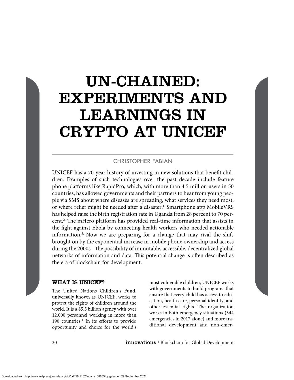 Experiments and Learnings in Crypto at Unicef