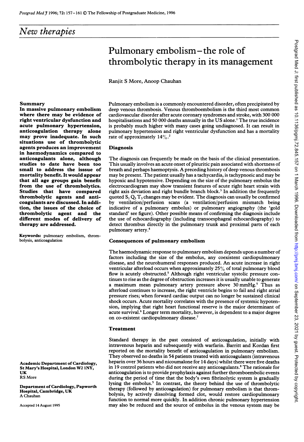 New Therapies Pulmonary Embolism-The Role Of