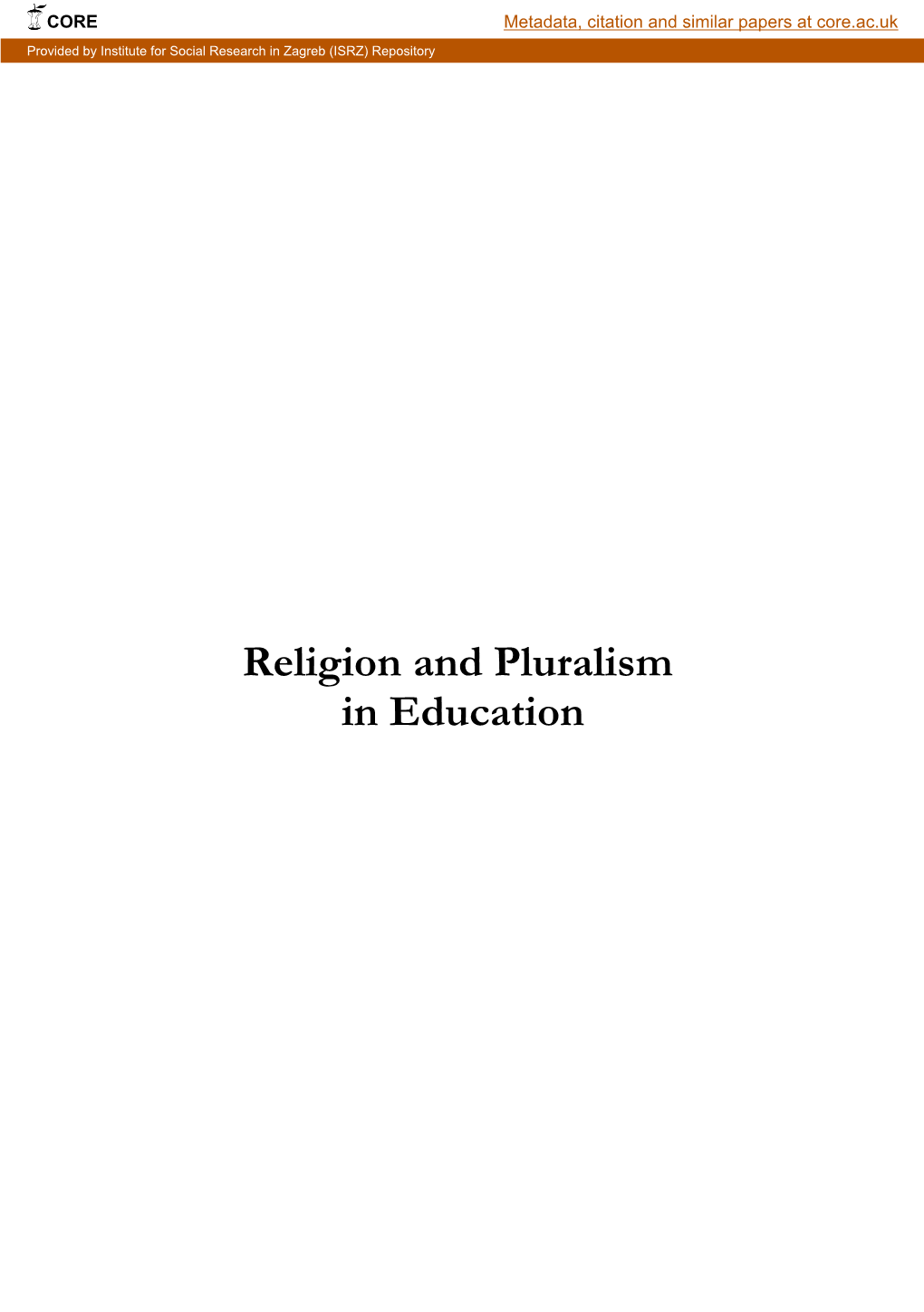 Religion and Pluralism in Education