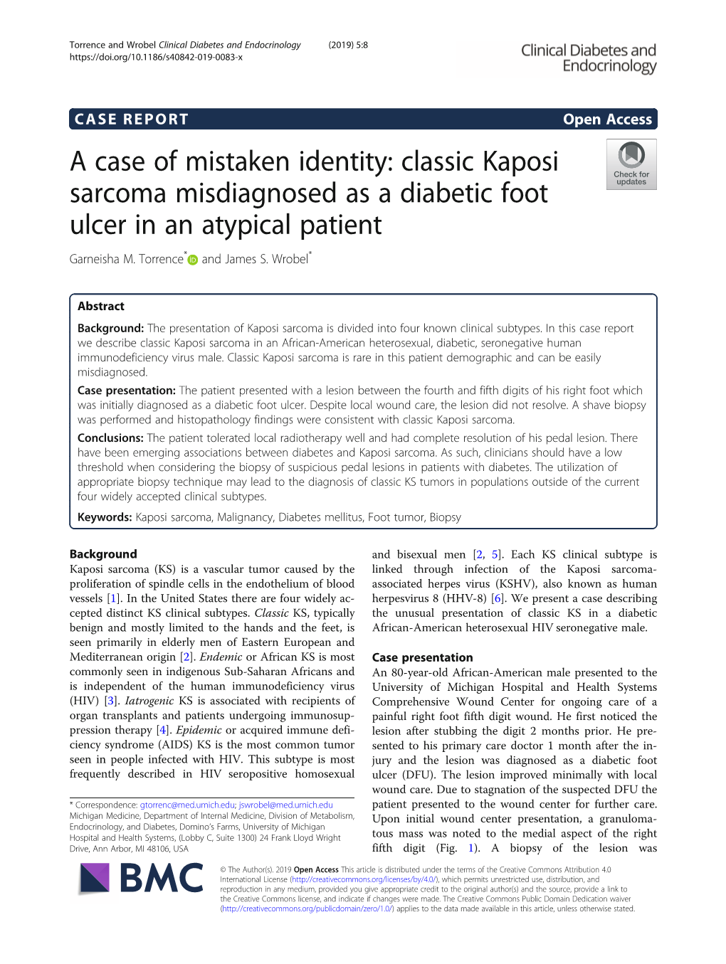 Classic Kaposi Sarcoma Misdiagnosed As a Diabetic Foot Ulcer in an Atypical Patient Garneisha M