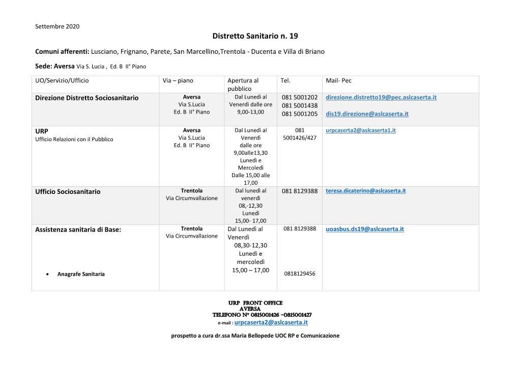 Distretto Sanitario N. 19